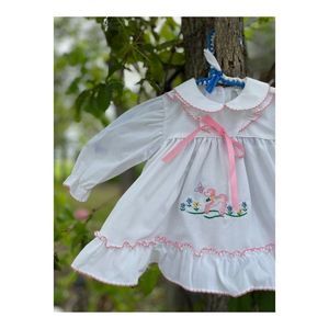 80s Charming Originals Prairie Dress Embroidered Lamb Floral Cottagecore NWT